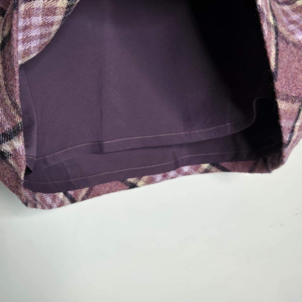 Talbots Wool Blend Plaid Mini Skirt 6 Purple Pink Check A-Line Preppy Academia - Picture 3 of 8